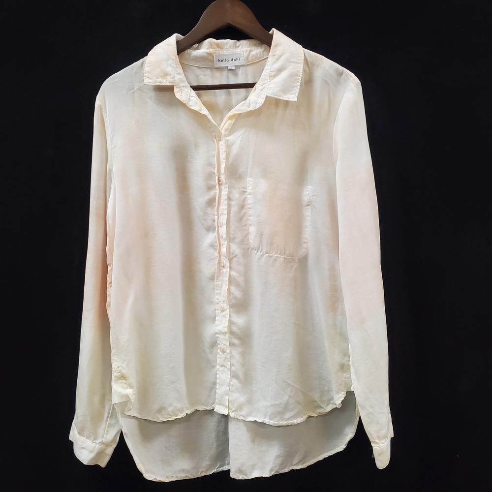 Bella Dahl Womens Button Front Long Sleeve Shirt Size XL Orange Yellow Tie Dye